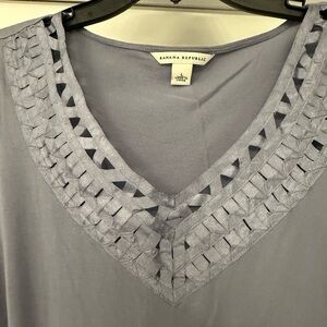 Banana Republic Lavender Embellished Short Sleeve Top.